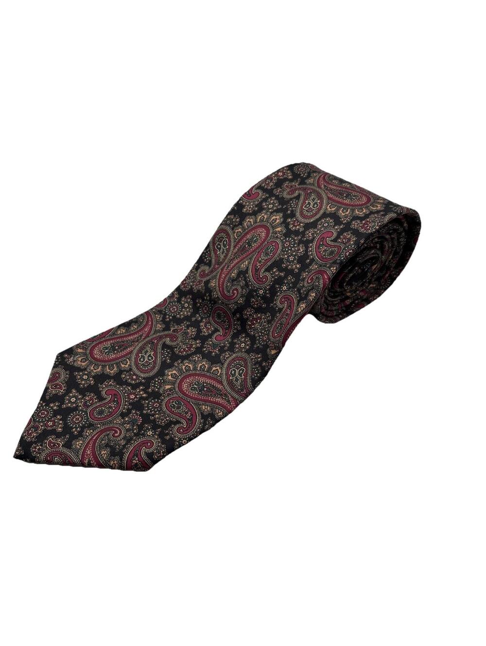 Robert Talbott For Nordstrom Hand Sewn Silk Paisley Tie Red Black 60 x 3.5 In